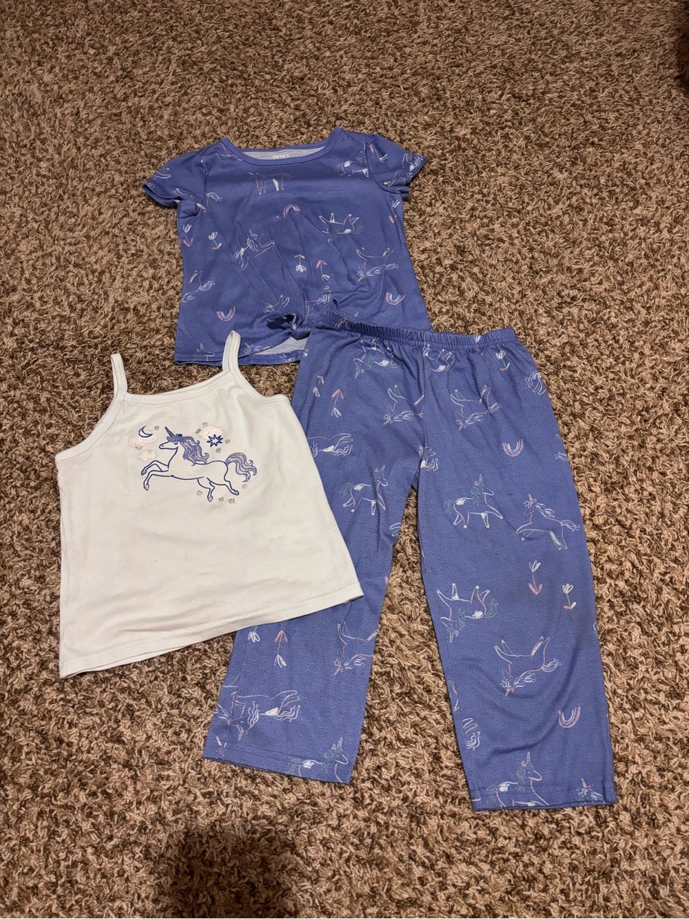 4T Girls' Purple Unicorn Pajama Set with White Tank